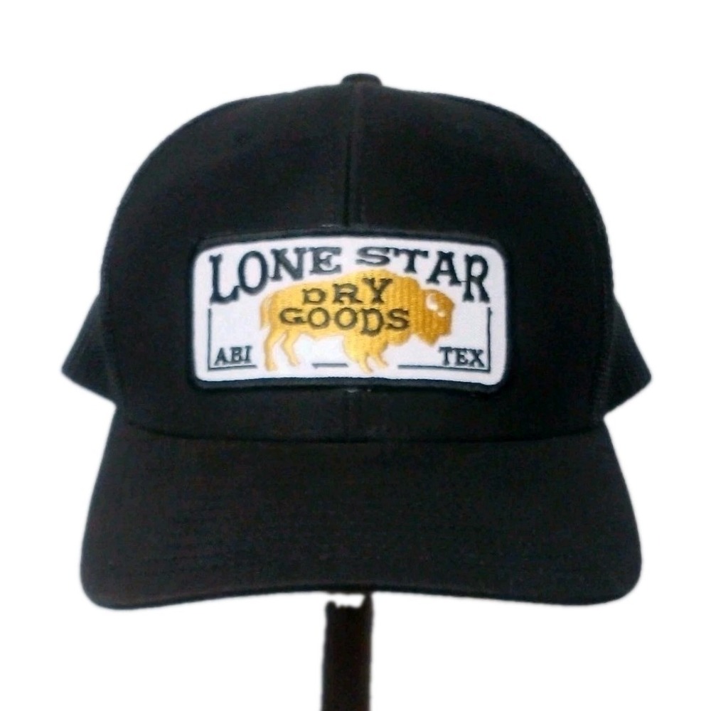 Lone Star Dry Goods Richardson 112 Buffalo Trucker Hat Black Mesh Snapback Texas